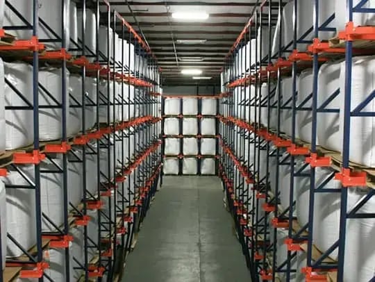 rows of refrigerated warehouse products