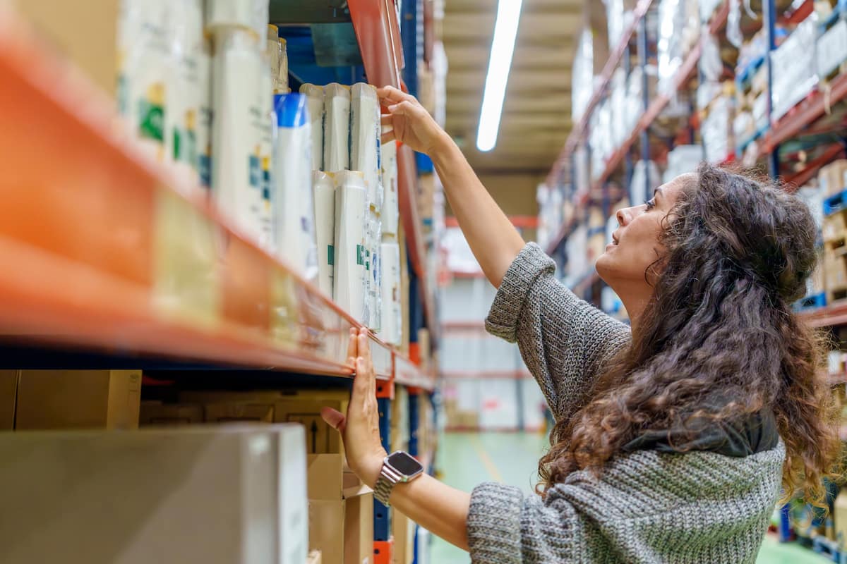 Temperature-controlled warehouse filled with cosmetics