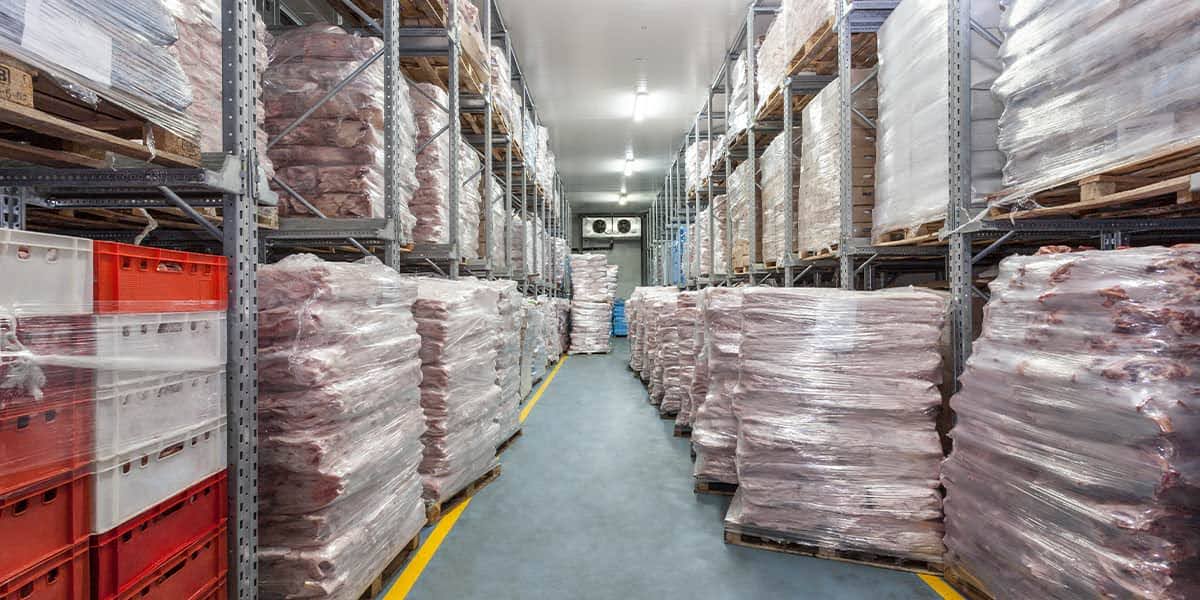 Cold storage warehouse filled with products